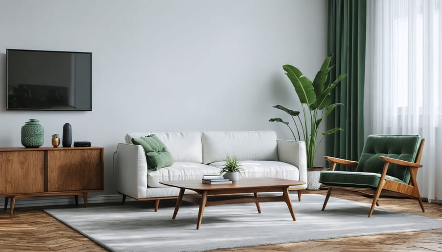 Minimalist Danish furniture arrangement in a modern living room setting