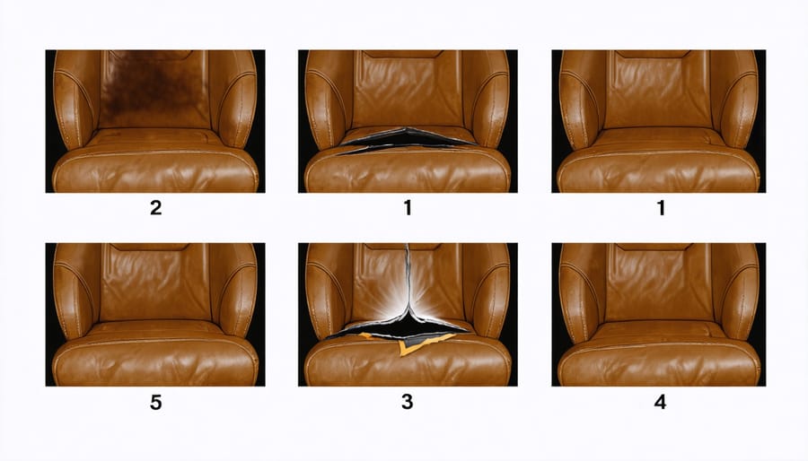 Process of repairing a leather tear using professional techniques