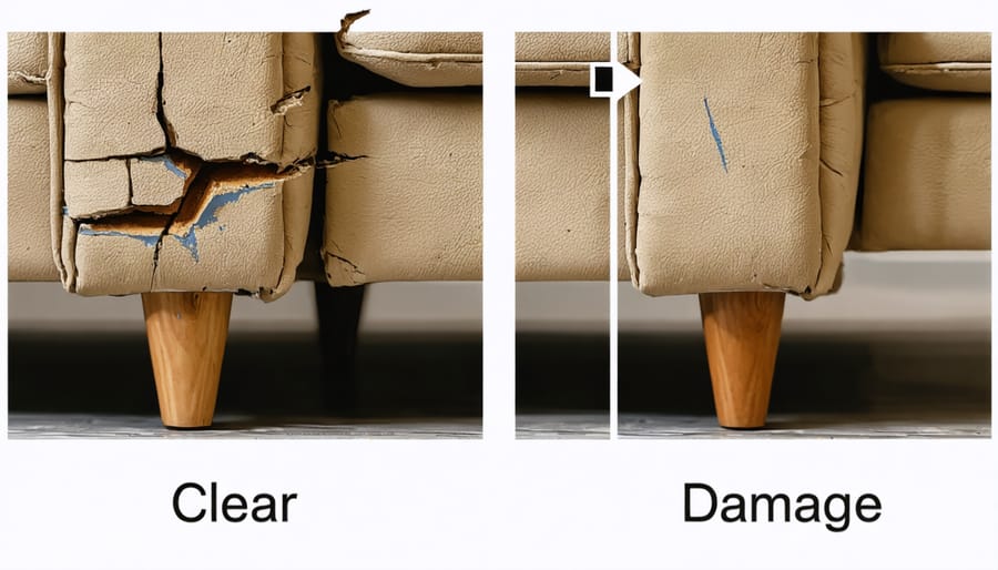 Side-by-side comparison of structural and cosmetic furniture damage