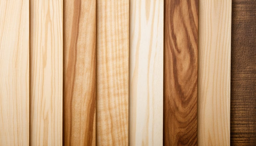 Collection of wood veneer samples displaying different species and patterns