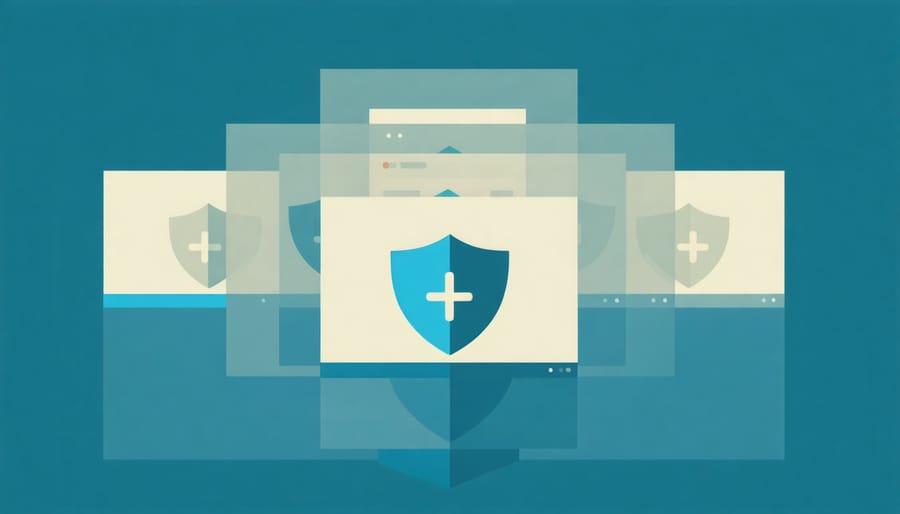 Layered cybersecurity protection diagram for e-commerce websites