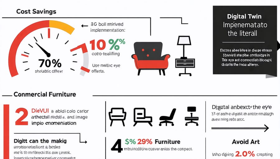 Visual representation of digital twin ROI and business benefits with charts and icons