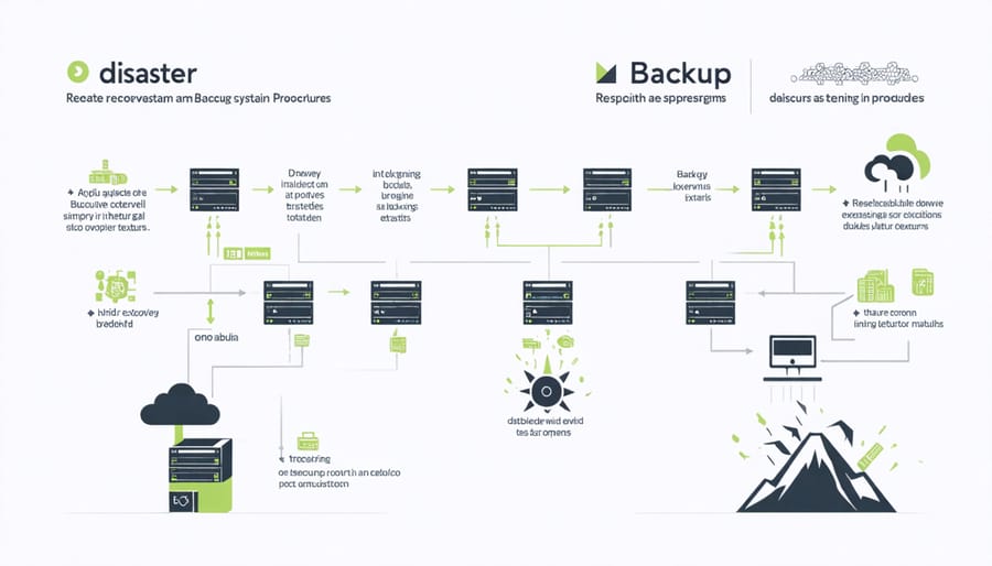 Step-by-step disaster recovery and data backup process diagram