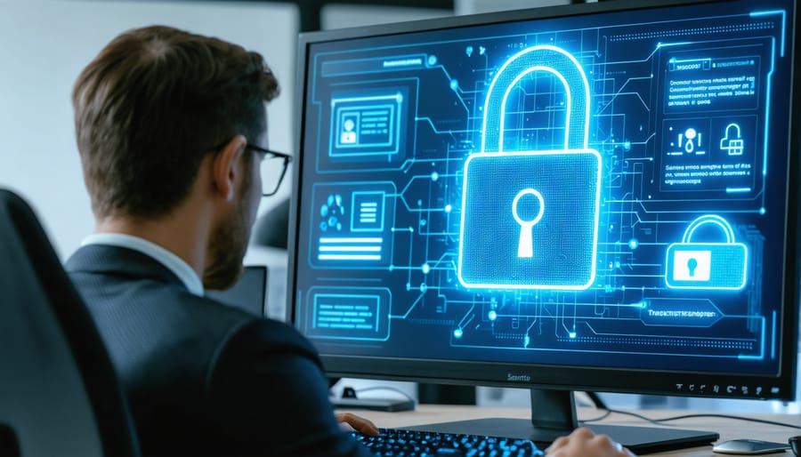 Staff member engaged in online cybersecurity training