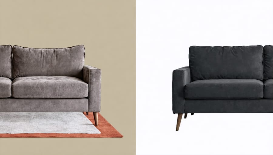 Side-by-side comparison of standard versus commercial-grade upholstery fabric wear in high-traffic furniture