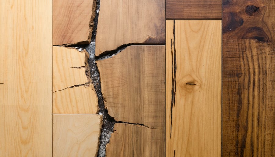 Different types of laminate flooring damage requiring professional repair