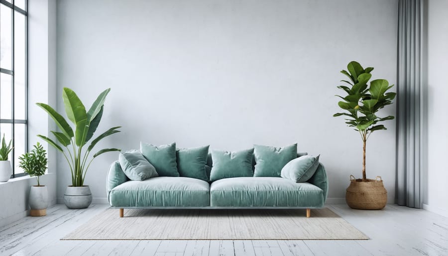 Modern Japandi living room demonstrating ma principle with balanced spatial arrangement