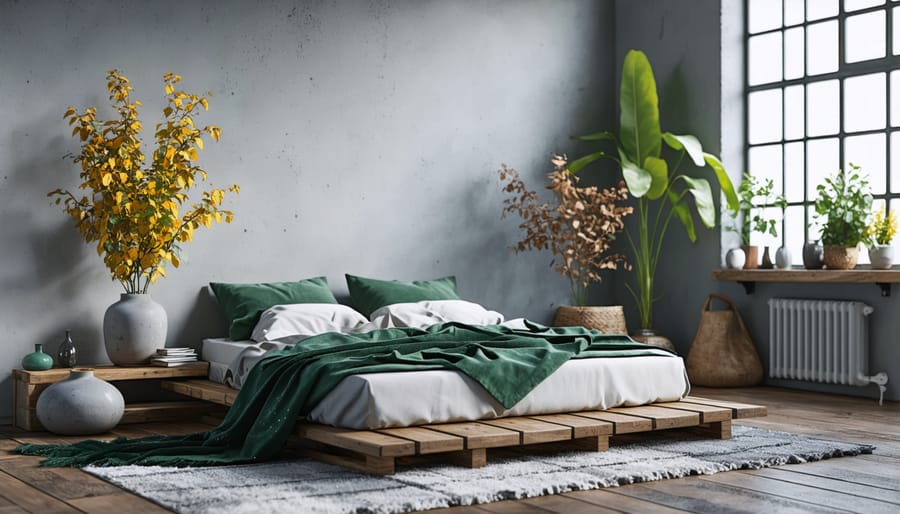 Serene bedroom featuring bamboo furniture, natural textiles, and minimal decor