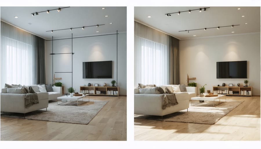 Side-by-side comparison of room layout planning using AR measurement tools