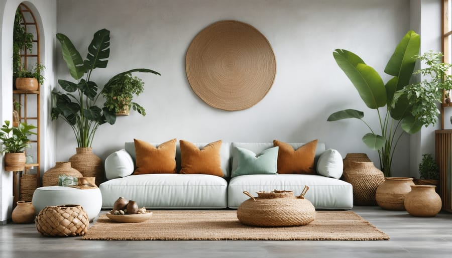 Modern interior space showcasing handcrafted elements alongside contemporary design