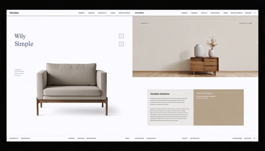 Digital documentation interface showing furniture item details and maintenance records