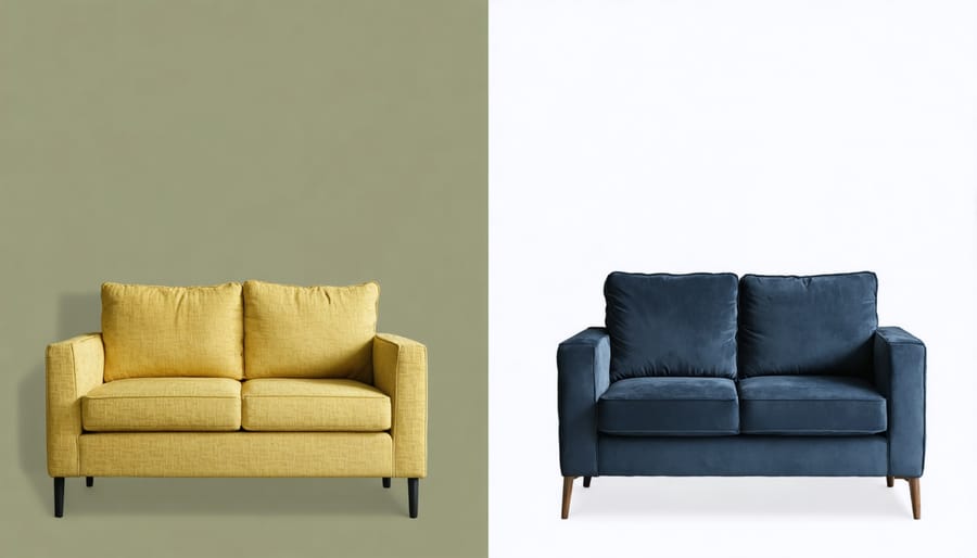 Demonstration of different paint application methods on modern furniture