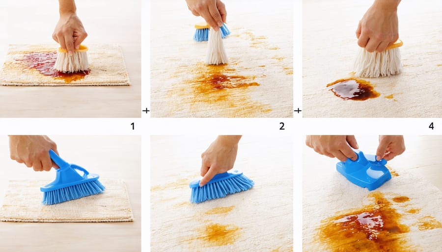 Demonstration of cleaning process on pet-resistant upholstery fabric