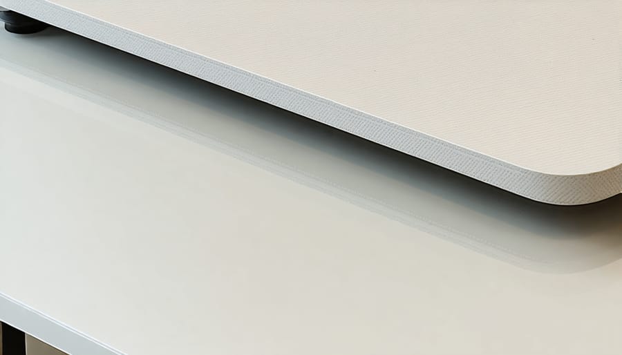 Time-lapse visualization of a desk surface automatically repairing a scratch