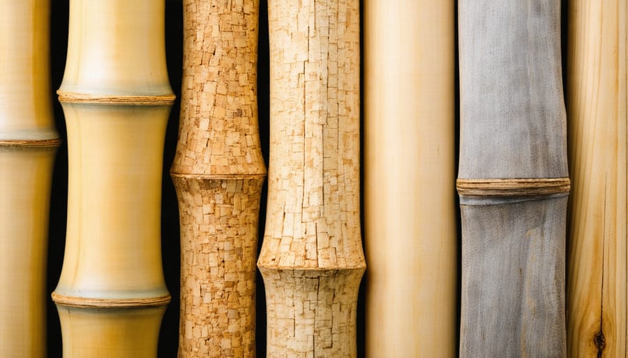 Close-up of eco-friendly materials used in biophilic furniture construction