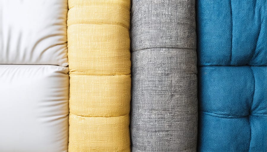 Professional demonstrating various cleaning methods for different types of upholstery fabrics