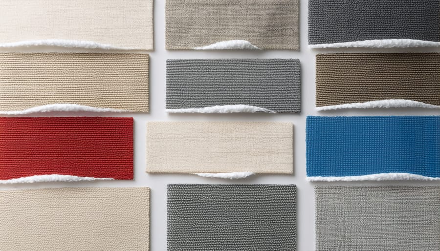 Collection of different upholstery fabric swatches showing various textures and qualities