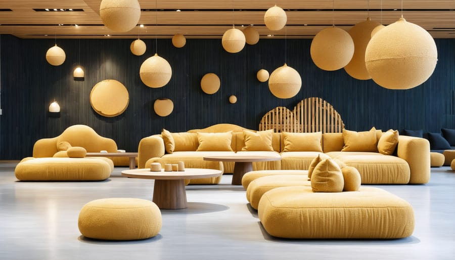 Production line showing natural fiber composite furniture manufacturing process