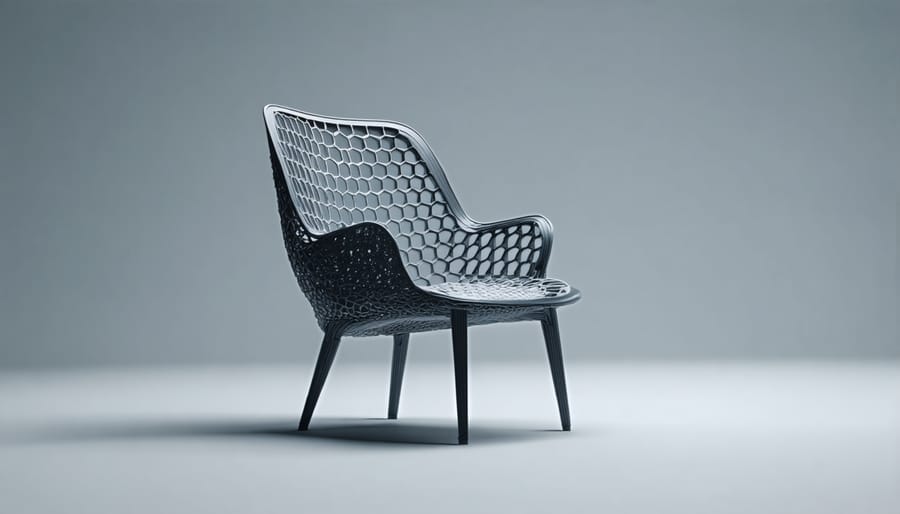 Cross-section view of furniture showing honeycomb structural support system