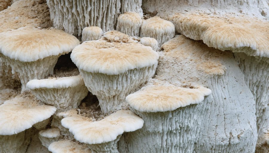 Detailed view of mushroom-derived composite material used in sustainable furniture
