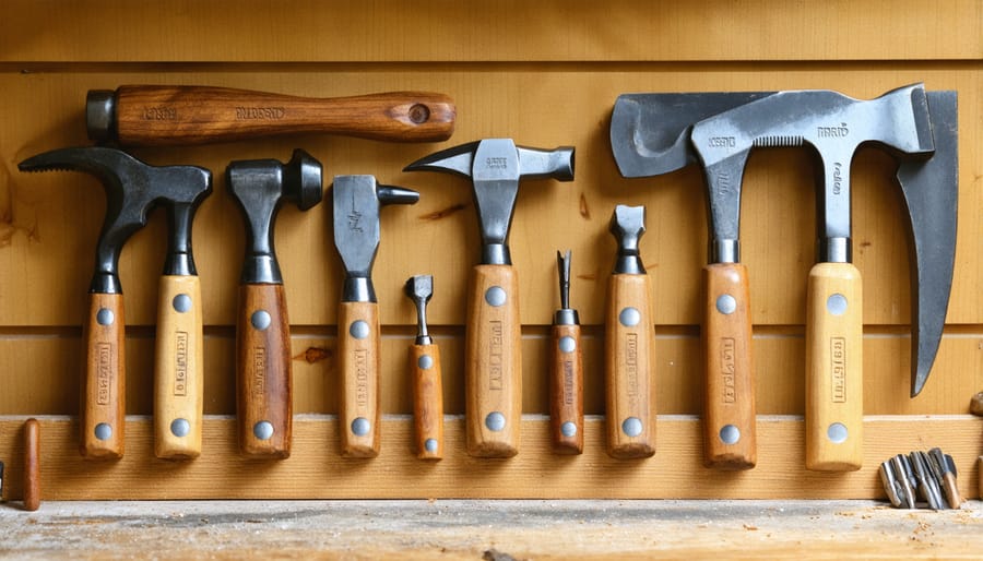 Organized display of essential woodworking hand tools including planes, chisels, and marking gauges