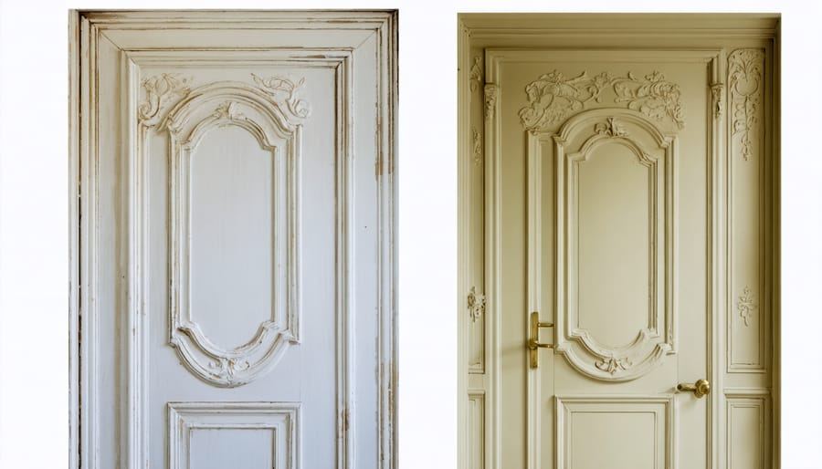 Side-by-side comparison showing the differences between genuine Victorian paint patina and modern reproductions