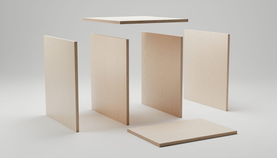 Interior view of kitchen cabinet showing basic box construction with visible structural panels